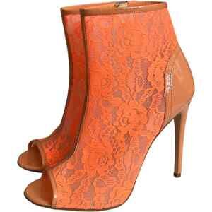 Elegant Orange Lace Ankle Booties